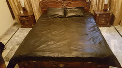 Luxury Black Sheepskin Leather Bed Sheet Set – King/Queen Size with 2 Matching Pillow Shams