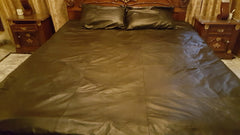 Luxury Black Sheepskin Leather Bed Sheet Set – King/Queen Size with 2 Matching Pillow Shams