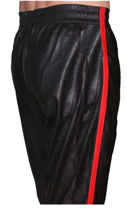 Genuine Leather Jogging Pant With Stripes - SouthBeachLeather