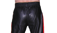 Genuine Leather Jogging Pant With Stripes - SouthBeachLeather