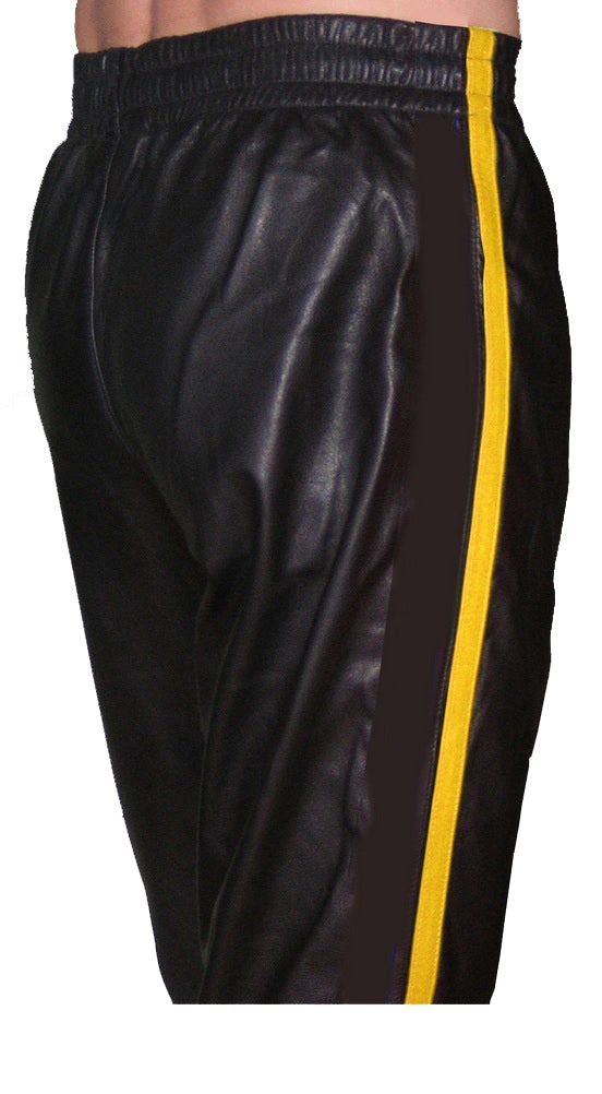 Genuine Leather Jogging Pant With Stripes - SouthBeachLeather