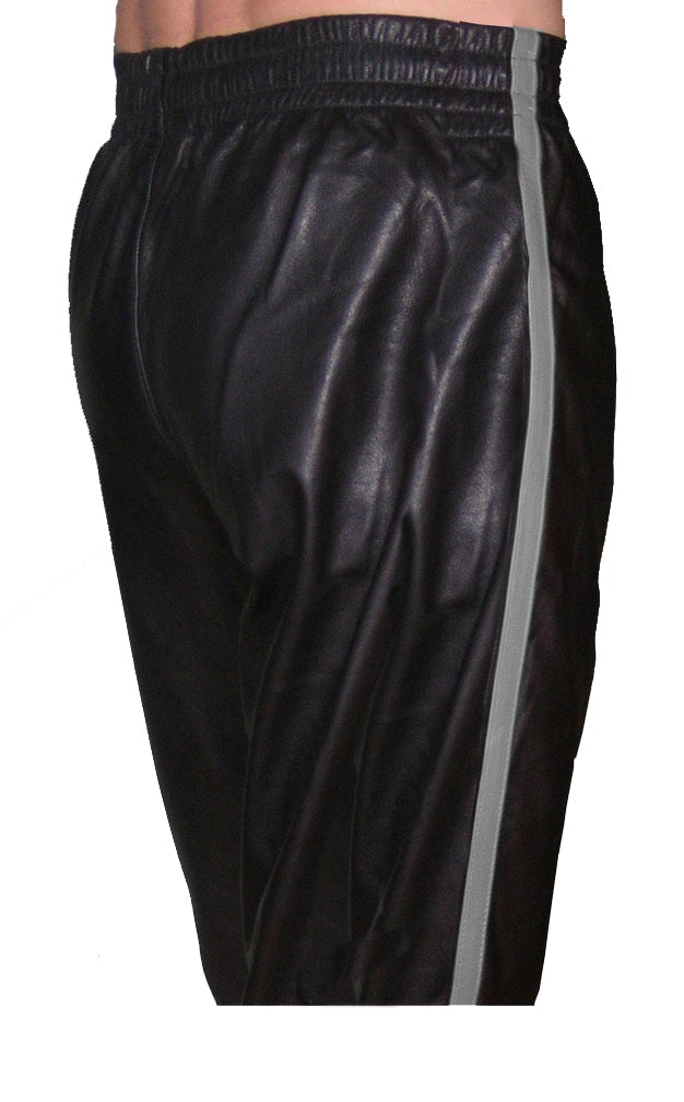 Genuine Leather Jogging Pant With Stripes - SouthBeachLeather