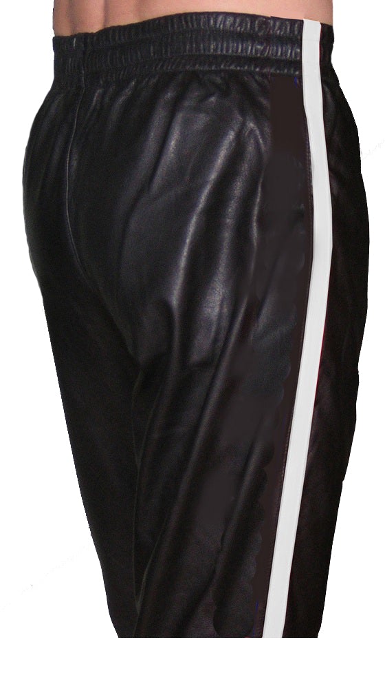 Genuine Leather Jogging Pant With Stripes - SouthBeachLeather