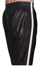 Genuine Leather Jogging Pant With Stripes - SouthBeachLeather