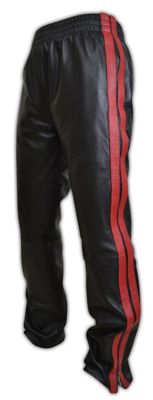 red leather jogger pants for men