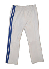 White Leather Jogging Pant With Blue Stripes