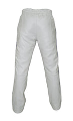 White Leather Jogging Pant With Blue Stripes