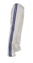 White Leather Jogging Pant With Blue Stripes