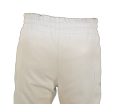 White Leather Jogging Pant With Blue Stripes