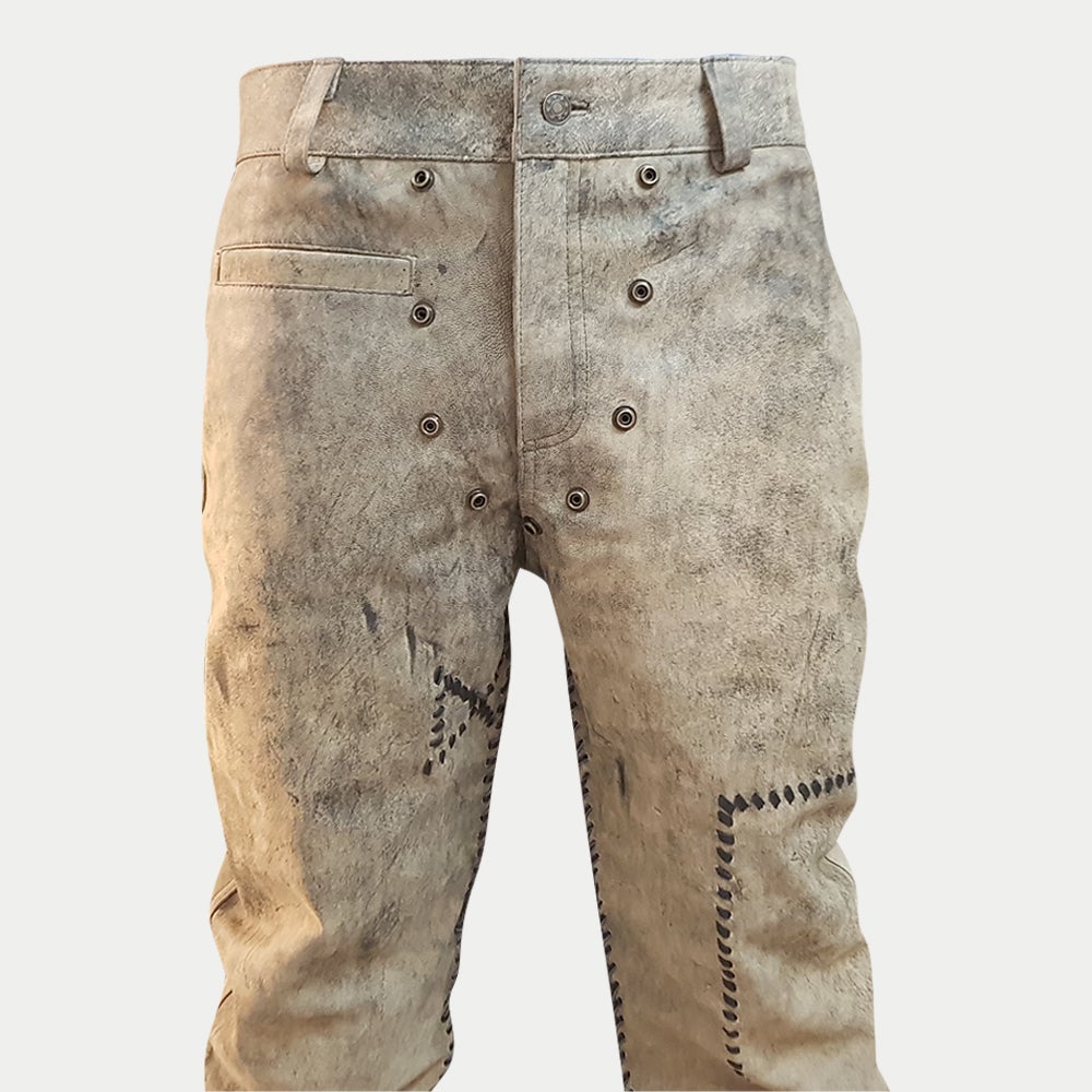 Mad Max Fury Road Motorcycle Biker Distressed Brown Leather Jeans Pants for Mens