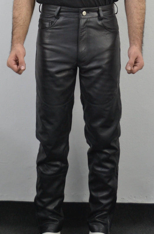 Terminator 2 Arnold Black Costume Straight Leather Pant