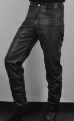 Terminator 2 Arnold Black Costume Straight Leather Pant