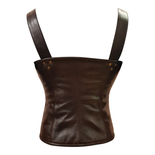 Mens Rapper Style Strap Lambskin Leather Vest