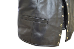 Mens Black Rapper Style Strap Lambskin Leather Vest