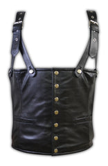 Mens Black Rapper Style Strap Lambskin Leather Vest (CL-02)