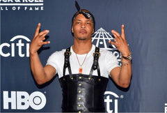 Mens Black Rapper Style Strap Lambskin Leather Vest