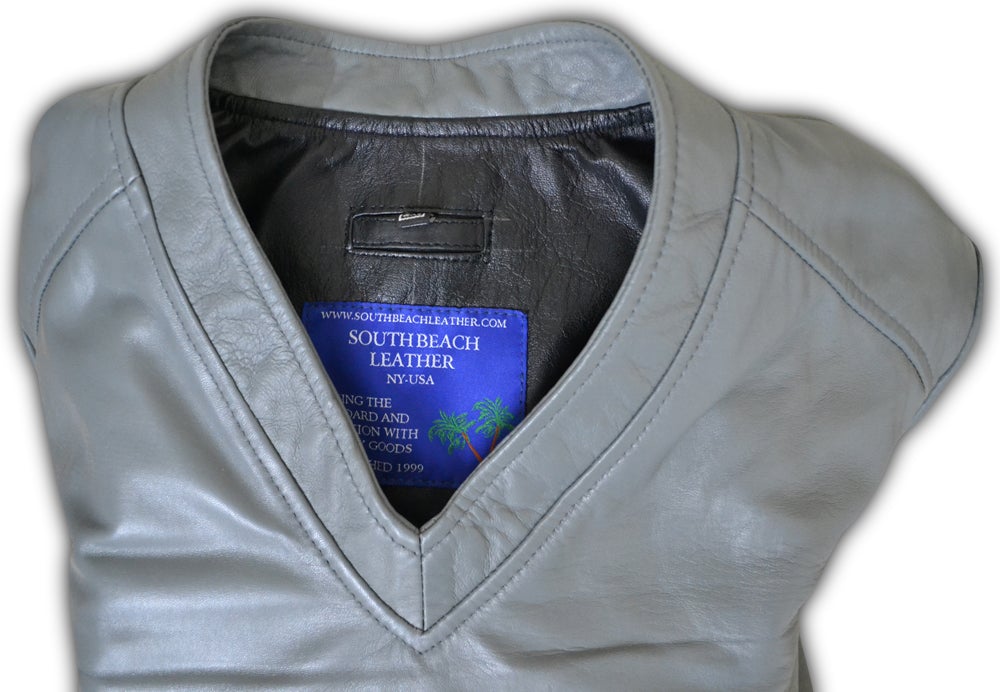 Designers V-Neck Plain Pullover Leather Shirt - SouthBeachLeather