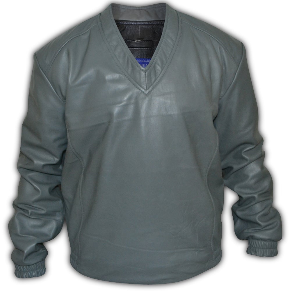 Designers V-Neck Plain Pullover Leather Shirt - SouthBeachLeather