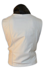 Men’s Red & White Genuine Leather Cosplay Vest – Halloween Costume