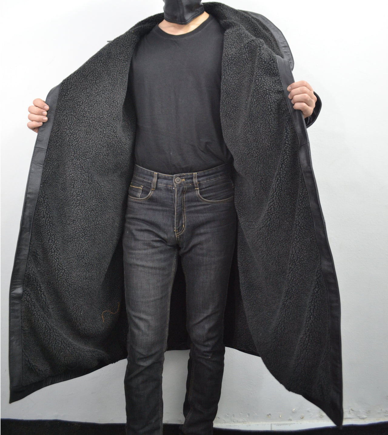 Blade Runner 2049 Ryan Gosling Officer K Black Shearling Leather Long Coat
