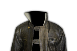 Bat Knight Rises Shearling Distressed Leather Coat Jacket