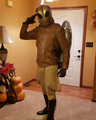 The Rocketeer Billy Campbell Brown V-Shaped Leather Jacket