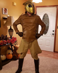 The Rocketeer Billy Campbell Brown V-Shaped Leather Jacket
