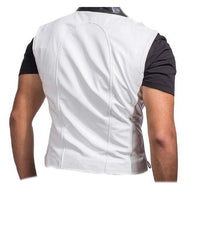 Men’s Red & White Genuine Leather Cosplay Vest – Halloween Costume