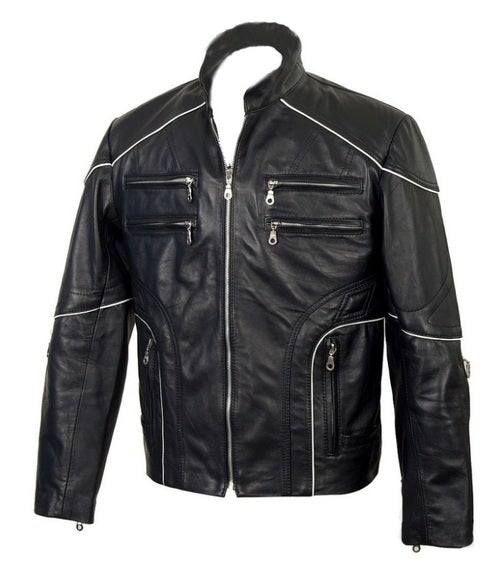 Designer Racer Piping Leather Jacket - SouthBeachLeather