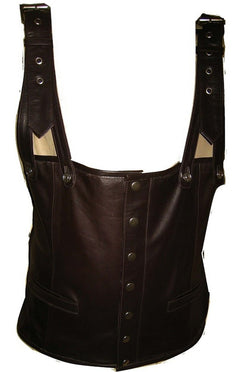 Tupac Shakur Suspender Brown Leather Vest - SouthBeachLeather