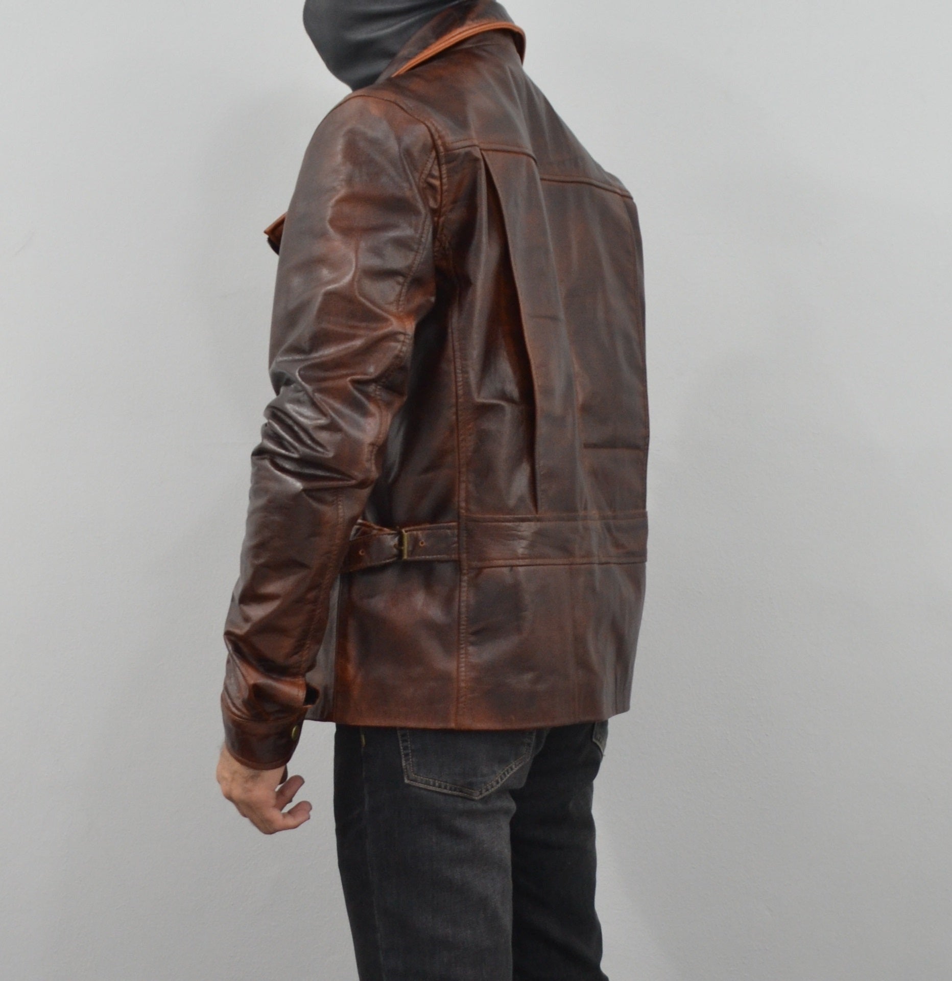 最終値下げépine leather jacket brown レザージャケット Escape Snake Plissken Antique Brown Biker Leather Jacket – South