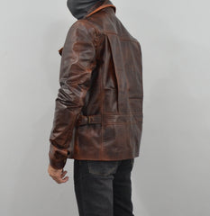 Escape Snake Plissken Antique Brown Biker Leather Jacket – South