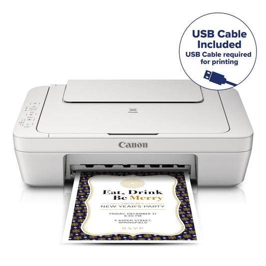 PIXMA MG2522 Wired All-In-One Color Inkjet Printer [USB Cable Included], White