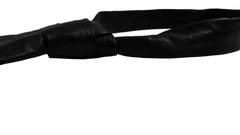 Black Genuine Lamb Leather Necktie Tie