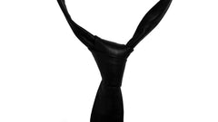 Black Genuine Lamb Leather Necktie Tie