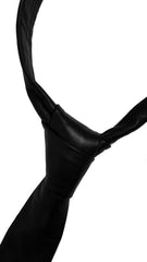 Black Genuine Lamb Leather Necktie Tie